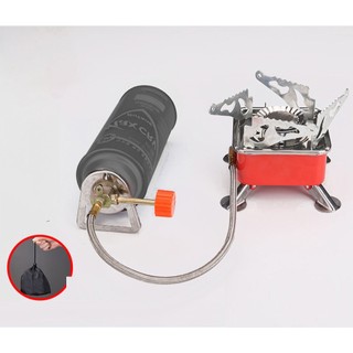 Bếp ga đơn có chắn gió, bếp gas mini du lịch gấp gọn an toàn tiện lợi kèm túi đựng