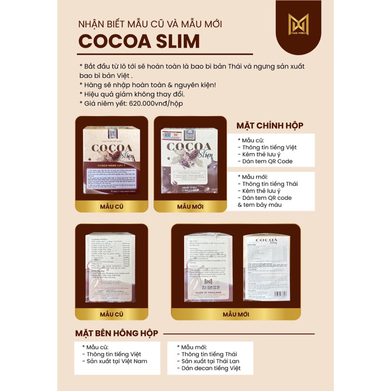 Mẫu mới nhất Giảm cân cocoa slim 1hộp 10 gói [mua 2 hộp tặng 1 thẻ bảo hành]