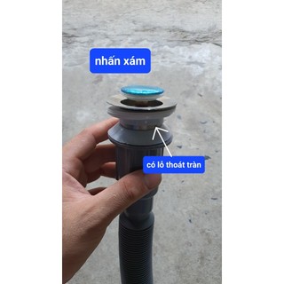 Bộ Xi Phông Xả Bồn Rửa Mặt Xả Lavabo Nhấn Xám Có Lỗ Thoát Tràn Ruột Gà Kéo Dãn Định Hình Mọi Tư Thế