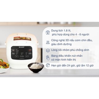 Nồi cơm điện tử Sharp 1.8 lít KS-COM183MV-WH trưng bày