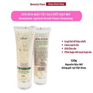 Sữa rửa mặt hạt mơ tẩy da chết - beaumore scrub foam cleansing white 120g