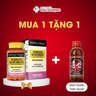 Sắt hữu cơ Mason Ferrouse Gluconate MASON NATURAL Mỹ Lọ 100 Viên uống Bổ Máu, Tăng Tế Bào Hồng Cầu