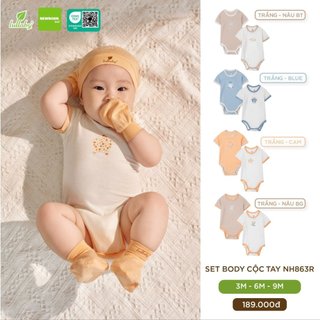 Set 2 Bộ body chip cộc tay LULLABY vải sợi tre bamboo bé sơ sinh mỏng hè siêu mát NH 843 M Lulaby chính hãng