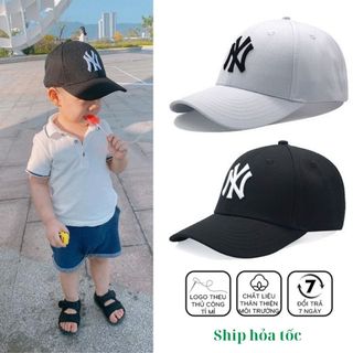 Mũ lưỡi trai cho bé thêu chữ NY form cứng, Nón lưỡi trai kiểu dáng basic đi học đi chơi siêu xinh dành cho nam nữ