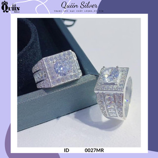 Nhẫn bạc ta, bạc s925 quiin - mặt hình vuông dành cho nam 0027mr