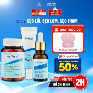 Bộ 3 Kem + Serum + Viên uống hỗ trợ làm mờ sẹo thâm, sẹo lồi, sẹo rỗ trên da an toàn và hiệu quả Actiscar