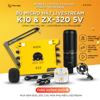 Mic thu âm | micro livestream sound card xox k10 2020 & mic zx 320 hát karaoke, monkey studio