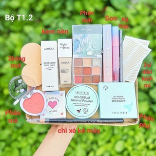Combo Bộ Trang Điểm 9 món và 8 món, Phấn mắt, kem nền, kẻ mắt, kẻ mày.. đầy đủ như hình