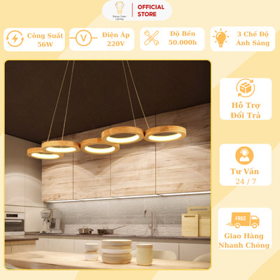 Đèn Thả Trần, Đèn Thả Phòng Bàn Ăn Energy Green Lighting 4-5 Vòng Gỗ DGT-D1506 -Trang Trí Phòng Ăn / Phòng Khách