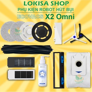 Phụ kiện robot ecovacs deebot X2 omni, Giẻ lau màng lọc bụi chổi ven nước lau sàn chổi chính túi rác đế khăn chặn chổi