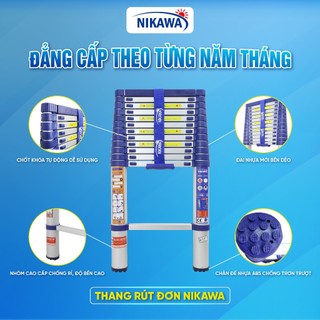 Thang nhôm rút xếp đơn gấp gọn 3,2m đến 4,8m nhập khẩu Nhật NIKAWA bảo hành chính hãng 18 tháng