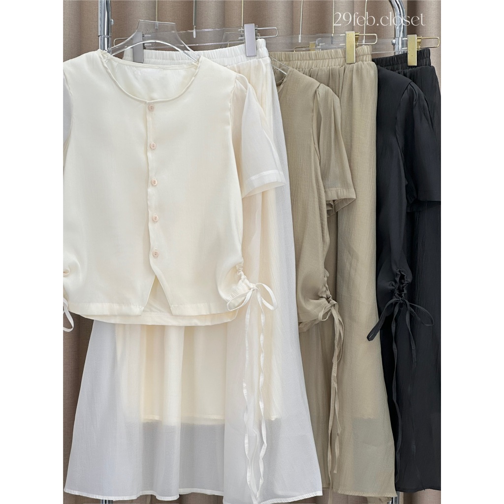 Set Đồ Nữ Áo Tay Bồng Rút Dây Eo Sườn Chất Tơ Kèm Chân Váy Xoè Nhẹ Nhàng Nữ Tính Sang Chảnh- 29feb.closet - S193 | BigBuy360 - bigbuy360.vn