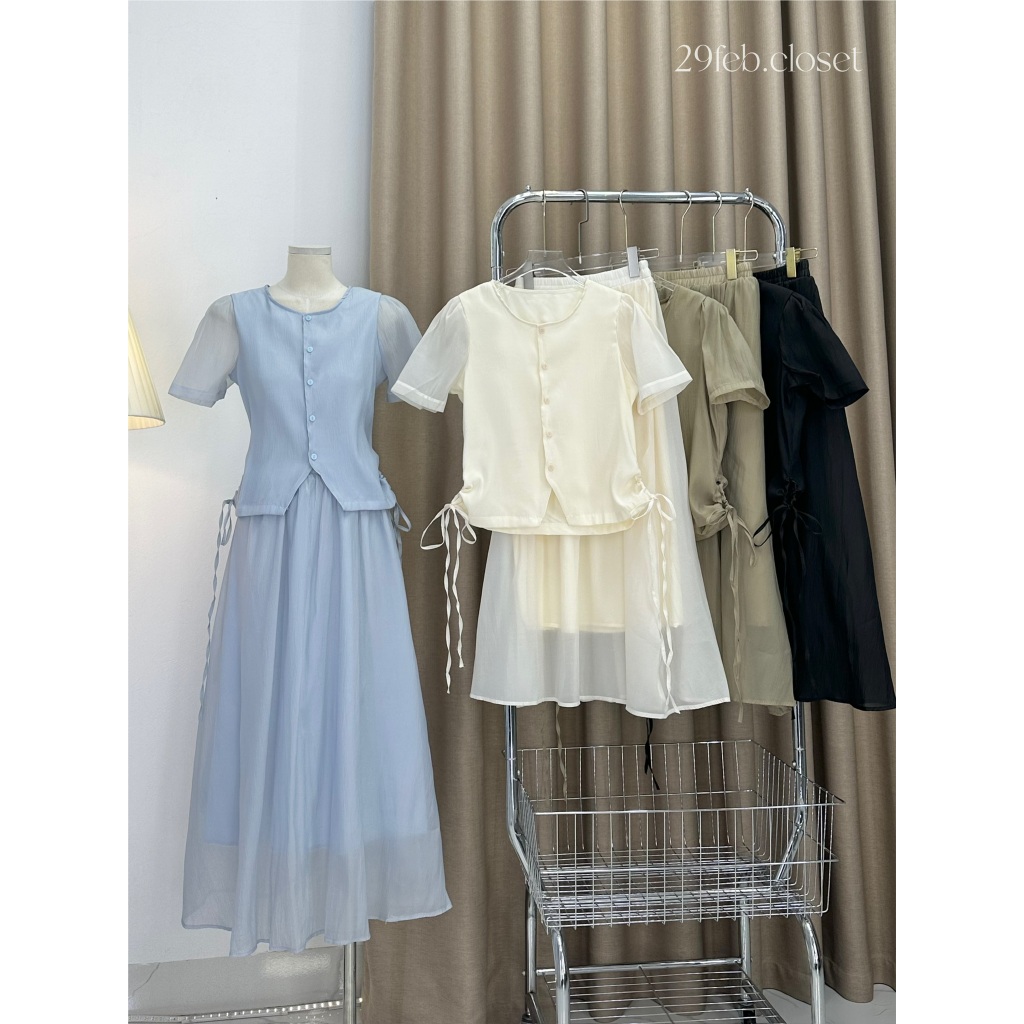 Set Đồ Nữ Áo Tay Bồng Rút Dây Eo Sườn Chất Tơ Kèm Chân Váy Xoè Nhẹ Nhàng Nữ Tính Sang Chảnh- 29feb.closet - S193 | BigBuy360 - bigbuy360.vn