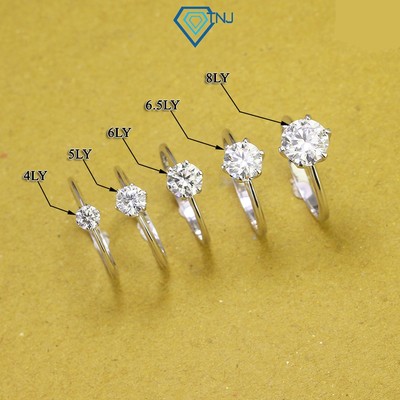 Nhẫn bạc nữ Moissanite 4ly, 5ly, 6ly viền trơn xi kim, kèm thẻ tra cứu tinh tế phong cách tối giản có khắc tên NNM0055