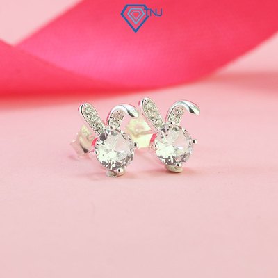Bông tai bạc nữ 925 hình Thỏ đính đá dễ thương, trang sức bạc cao cấp cho nữ BTN0252 - Trang Sức TNJ