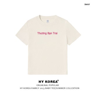Baby Tee HY KOREA thêu Thương bạn Trai 117 cotton 100% co dãn tay ngắn