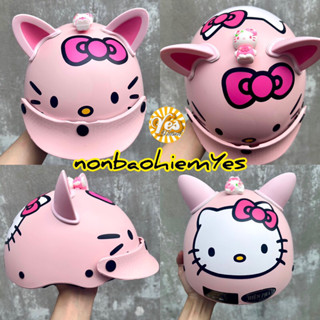{ Sỉ & Lẻ } Mũ bảo hiểm Hello Kitty trẻ em & người lớn siêu dễ thương tặng tai kèm charm 3d