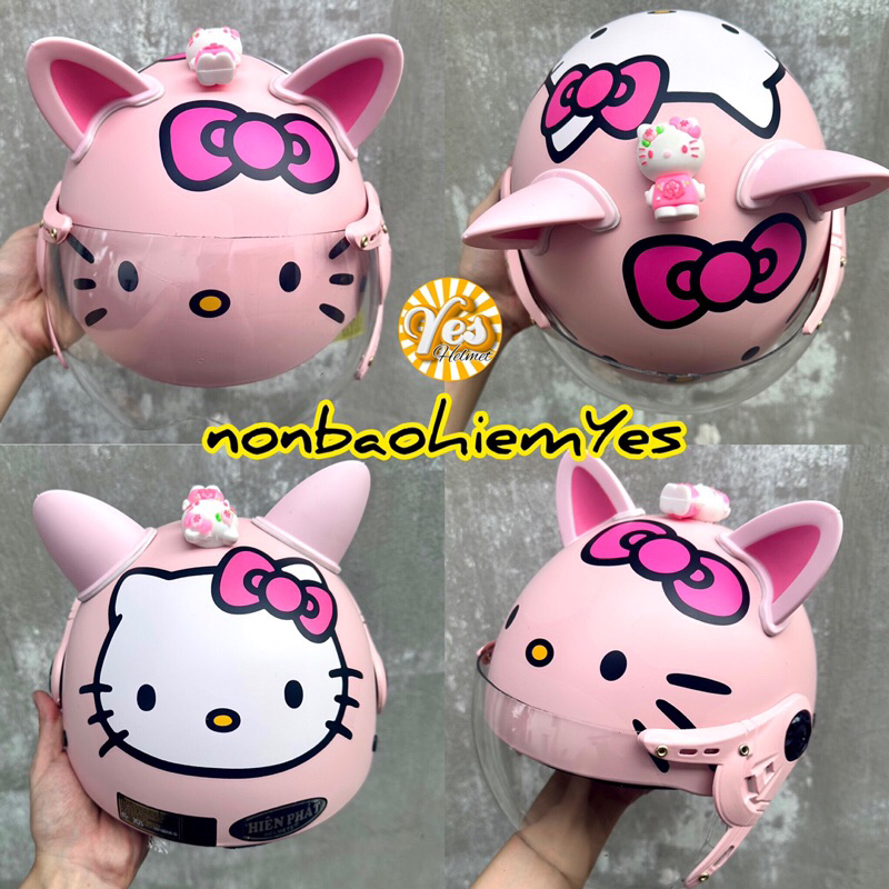  Mũ bảo hiểm Hello Kitty kính cho bé & người lớn cao cấp hàng công ty 