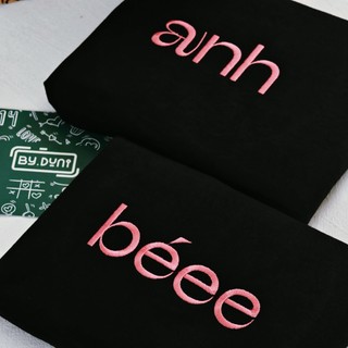 Áo thun THÊU cặp đôi BY.DUNI nam nữ form rộng Local Brand tay lỡ unisex, áo cặp bạn thân ANH BÉEE