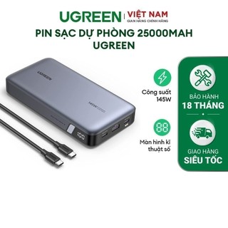 Bộ pin sạc dự phòng 25000mAh/20000mAh 145W/100W UGREEN | Cổng sạc nhanh USB-C |3 cổng| Màn hình kỹ thuật số| BH 18 tháng