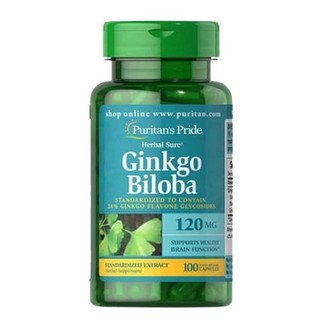 Viên uống bổ não Ginkgo Biloba Standardized Extract Puritan's Pride 120 mg giúp tăng cường trí nhớ
