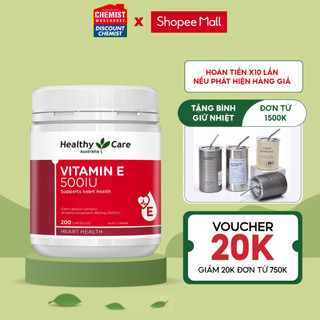 Viên uống bổ sung vitamin E Healthy Care 500IU 200 viên giúp đẹp da, dưỡng tóc