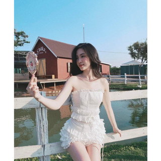 Set quây phối ren cúp ngực croptop phối chân váy ngắn tầng ren tiểu thư sang trọng nữ tính diện du lịch đi tiệc hab