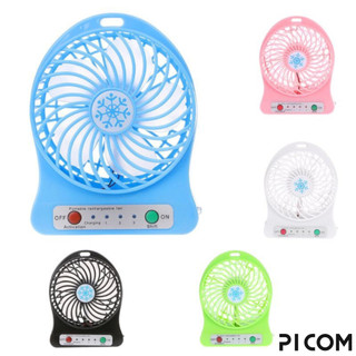 Quạt tích điện mini để bàn kèm pin 3 tốc độ có đèn led