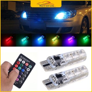 Rgb T10 W5W LED 194 168 W5W 5050 SMD Đèn đọc sách vòm ô tô Ô tô Đèn nêm Bóng đèn LED RGB có bộ điều khiển từ xa
