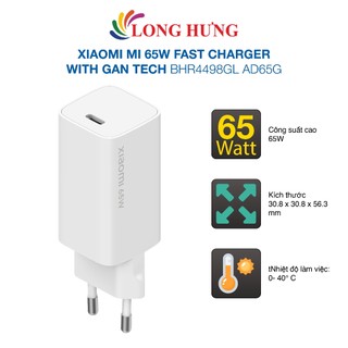Cốc sạc Xiaomi Mi 65W Fast Charger With GaN Tech BHR4498GL AD65G - Hàng chính hãng