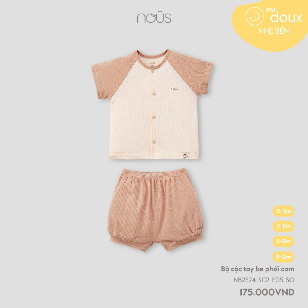 [Nous Baby] Bộ quần áo cộc tay cho bé trai, bé gái phối nhiều màu sắc dễ thương từ 0-12 tháng Nous Việt Nam BST T5.2024