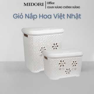 Giỏ đựng đồ nắp hoa Việt Nhật. Giỏ đựng đồ đa năng, màu sắc đẹp. Giỏ thâp có nắp đủ 3 màu