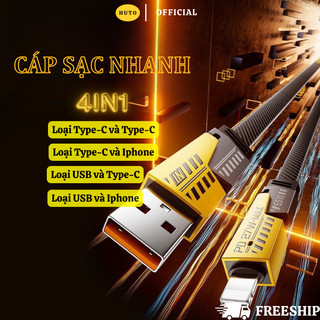 Cáp sạc nhanh huto siêu bền bọc dù chống rối đứt thiết kế kim loại 4 trong 1 tiện lợi