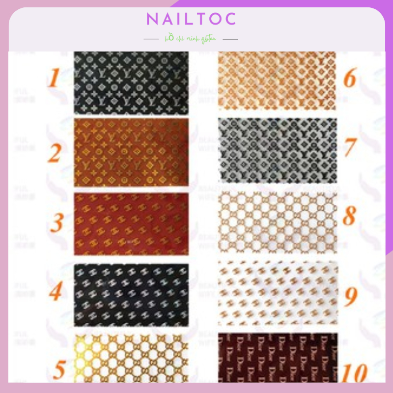 Foil hình logo thương hiệu dán móng tay (hộp 10 cuộn)