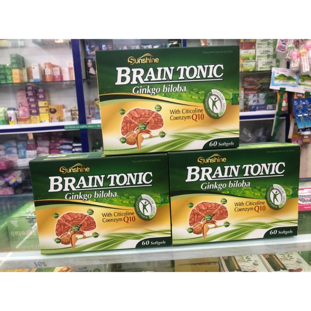 (Chính Hãng Bổ Não Ginkgo Biloba BRAIN TONIC (Hộp 60viên)- Hỗ trợ tăng cường tuần hoàn, lưu thông má