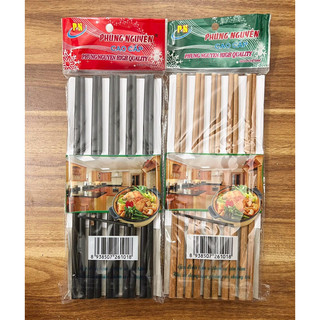 Vỉ 10 đôi đũa gỗ cao cấp Phùng Nguyên  (Đen và Vàng)
