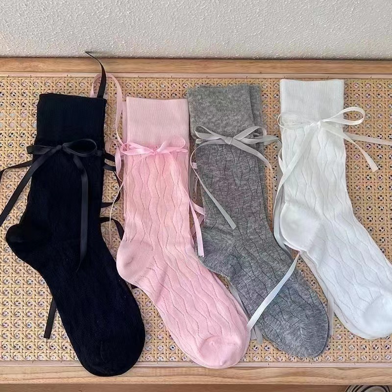 Tất vớ Lolita nữ sinh đính nớ tự buộc chất liệu cotton mỏng phù hợp mùa hè TN200 | BigBuy360 - bigbuy360.vn