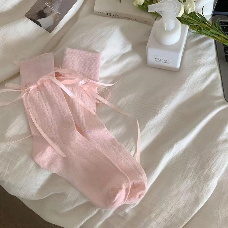 Tất vớ Lolita nữ sinh đính nớ tự buộc chất liệu cotton mỏng phù hợp mùa hè TN200 | BigBuy360 - bigbuy360.vn