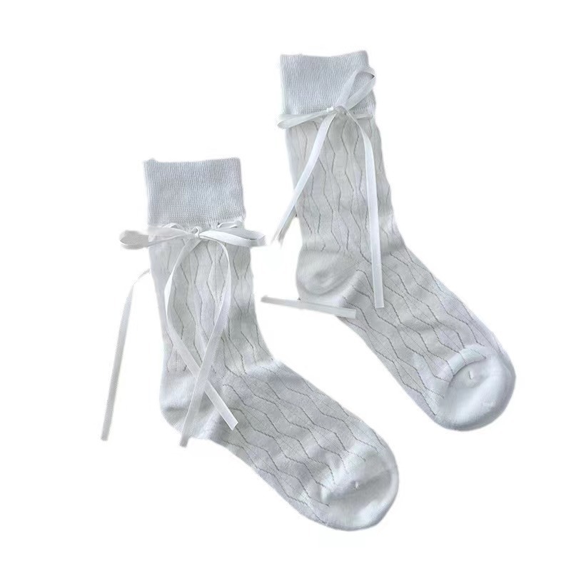 Tất vớ Lolita nữ sinh đính nớ tự buộc chất liệu cotton mỏng phù hợp mùa hè TN200 | BigBuy360 - bigbuy360.vn