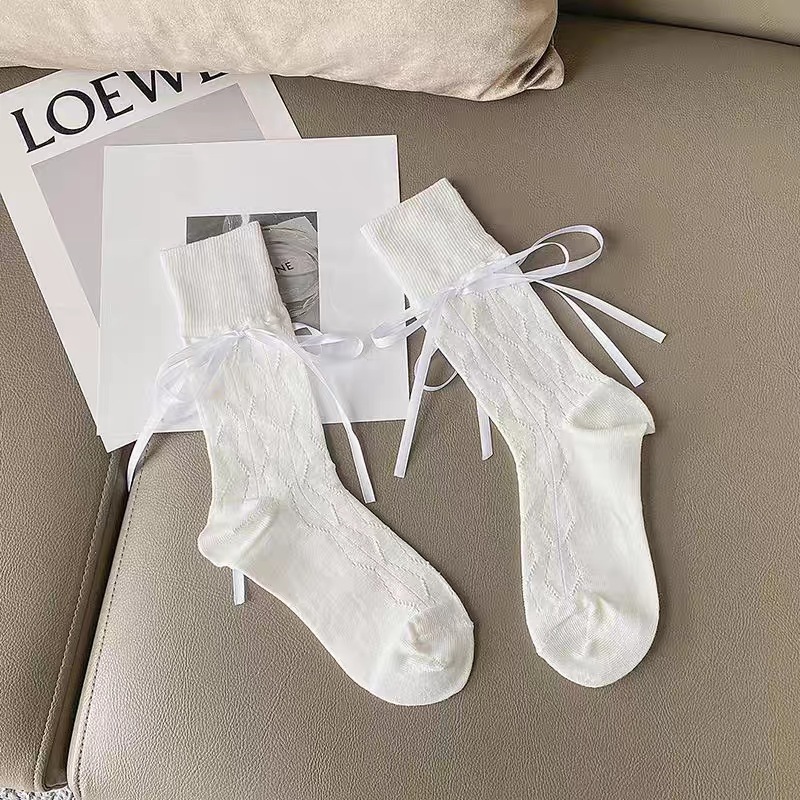 Tất vớ Lolita nữ sinh đính nớ tự buộc chất liệu cotton mỏng phù hợp mùa hè TN200 | BigBuy360 - bigbuy360.vn