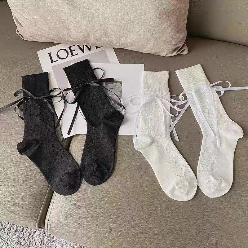 Tất vớ Lolita nữ sinh đính nớ tự buộc chất liệu cotton mỏng phù hợp mùa hè TN200 | BigBuy360 - bigbuy360.vn
