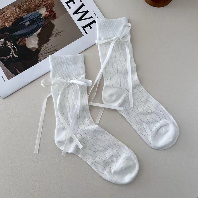 Tất vớ Lolita nữ sinh đính nớ tự buộc chất liệu cotton mỏng phù hợp mùa hè TN200 | BigBuy360 - bigbuy360.vn
