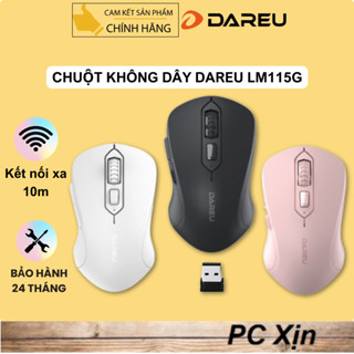 Chuột không dây Dareu LM115G LM115B Pink / Black- Có nút trợ năng