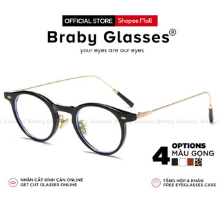 Gọng kính cận mắt tròn thời trang nam nữ Braby Glasses kim loại mảnh chống gãy kiểu dáng đơn giản tinh tế MK16