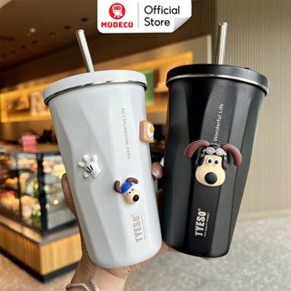 Ly Giữ Nhiệt Cao Cấp Tyeso 600ml, Cốc Giữ Nhiệt Có Ống Hút Modeco - Chất Liệu Inox 304 giữ  lạnh tới 12h, Nắp Chống Rỉ