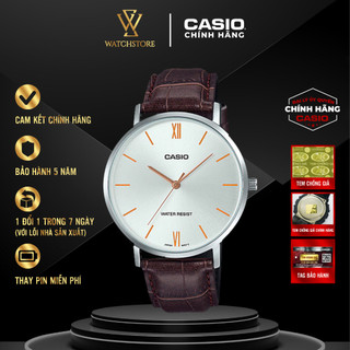 Đồng Hồ Nam Casio MTP-VT01L-7B2UDF Màu Trắng Kim Vàng Mặt Kính Khoáng 40mm Chống Nước Dây Da Vỏ Kim Loại Chính Hãng