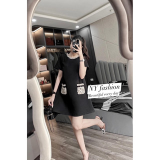 Đầm suông babydoll đầm bầu kết hoa viền cổ dự tiệc dạo phố công sở thiết kế thời trang tinh tế sang trọng duyên dáng