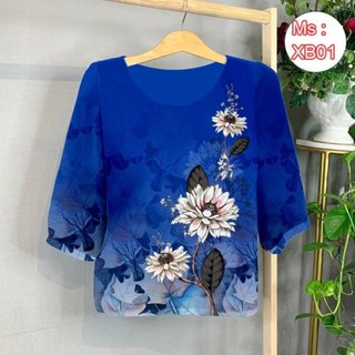 Áo kiểu trung niên tặng bà tặng mẹ, chất lụa mềm mịn mát