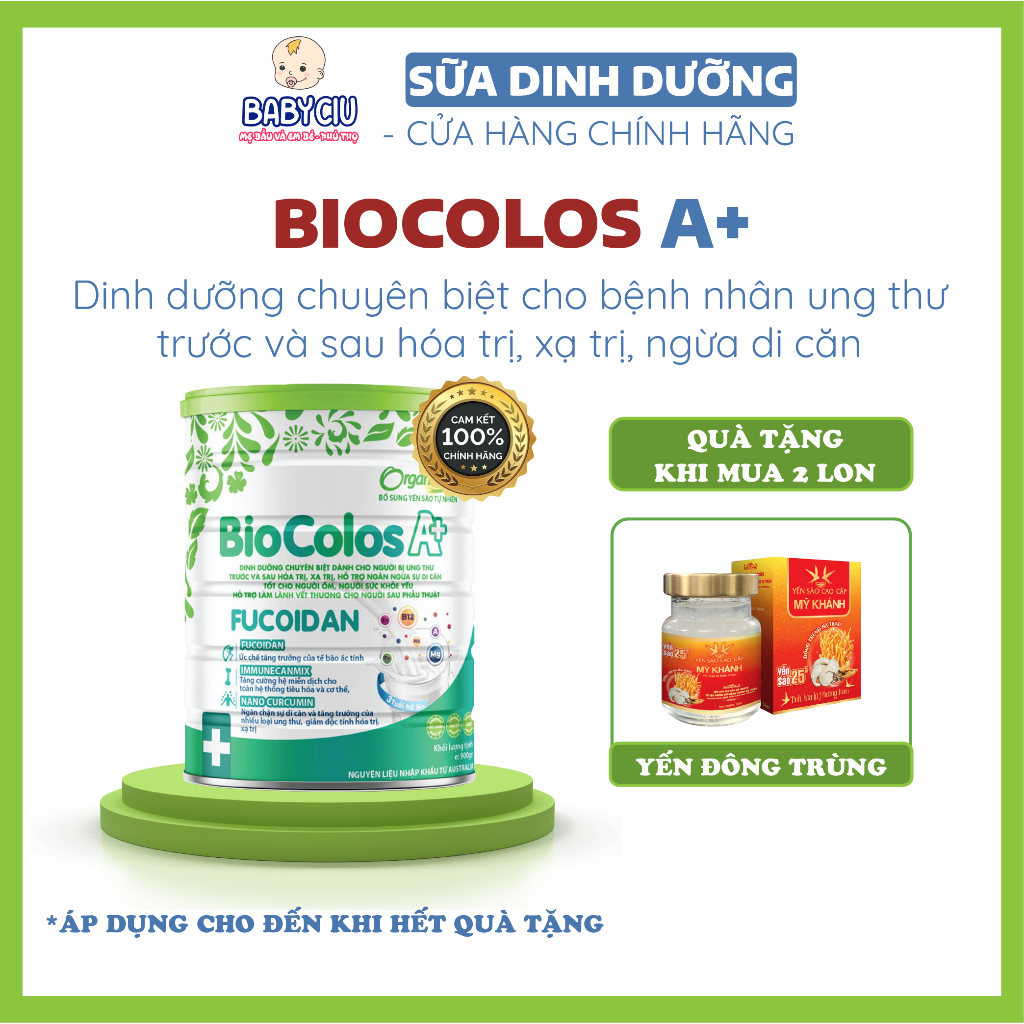 [TEM CHỐNG HÀNG GIẢ] Sữa BioColos A+ Fucoidan lon 900G (cho bệnh nhân ung thư, hóa trị, xạ trị)