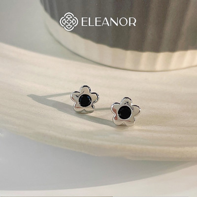 Bông tai nữ chuôi bạc 925 Eleanor Accessories hình hoa viền trơn phụ kiện trang sức khuyên tai 7481
